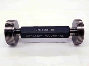 NEW 1 7/8 12 UN 3B THREAD PLUG GAGE 1.875 GO NO GO P.D.'S= 1.8209 & 1.8267 TOOL - Picture 1 of 4