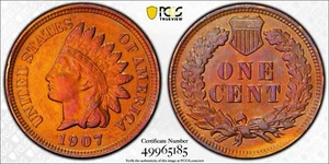 1907 Indian Head Cent PCGS AU Detail - Beautifully toned - Great Type coin - Picture 1 of 1
