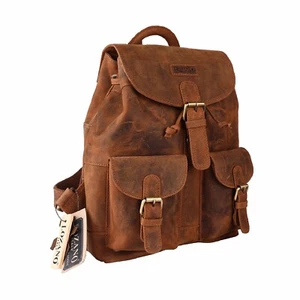 Lozano Rucksack Retro Segeltuch Vintage Echt leder Laptop Daypack Tasche - Bild 1 von 5