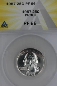 1957 25C PROOF PF 66 ANACS - Washington Quarter, Silver 25 Cents (0.25) - Picture 1 of 2
