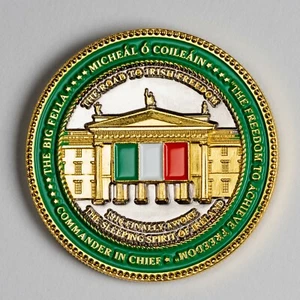 Moneda e insignia de conmemoración de 1916 de Michael Collins, líder político irlandés - Imagen 1 de 2