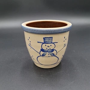 BBP Pottery Salt Glaze Snowman Planter Beaumont Brothers Pottery Snowman Crock - Picture 1 of 9
