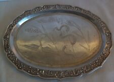STERLING SILVER CHINESE TRAY DEPICTING THE CHINESE MYTH OF THE WHITE SNAKE 