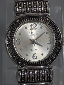 Vivani Silver Tone Classic Style Round Case Hinge Bracelet Band Watch - Picture 1 of 6