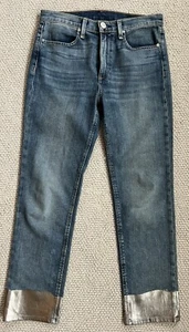 Womens Rag & Bone Blue High Waist Ankle Dip Dyed Hem Cigarette Jeans Bilbury 27 - Picture 1 of 11