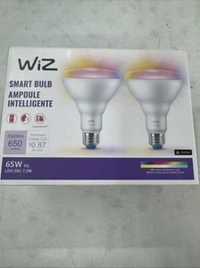 WiZ Smart Bulb 2-pack 7.2 BR30 WI-Fi LED 16 M Colors 65 W EQ. 650 Lumens NEW HVD - Picture 1 of 2