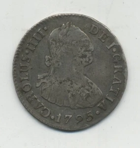 Spain España Peru 1795 Lima MI 2 Reales Carlos IV KM 95 Fine+ - Picture 1 of 2