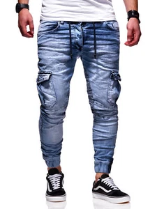 Herren Cargo-Jeans Jogger-Jeans Biker Jeans-Hose 80-2370 NEU - Bild 1 von 10