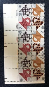 USA1978 #1745-1748 13c Folk Art Quilts - Plate Block of 12 From Sheet Mint NH - Picture 1 of 1
