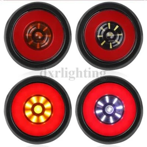 4X 4inch Round LED Truck Trailer Stop Turn Signal Rear Tail Brake Lights Running - Picture 1 of 12