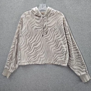 Sweaty Betty Women Hoodie L Beige Logo Embroidery Zebra Animal Print Pullover - Picture 1 of 9
