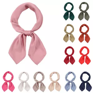 Women Bandana Square Scarf Satin Neckerchief Head Wrap Hair Tie Headband Hijab - Picture 1 of 43