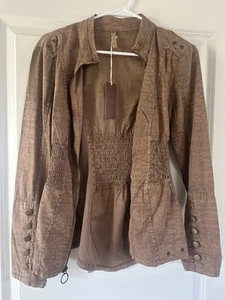 XCVI Women's Cotton Layered Ruched Jacket size S Military Utility - Picture 1 of 2