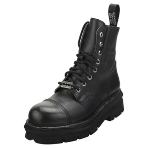 New Rock Military Stylish Boots Unisex Classic Boots in Black - 11 UK - Picture 1 of 8