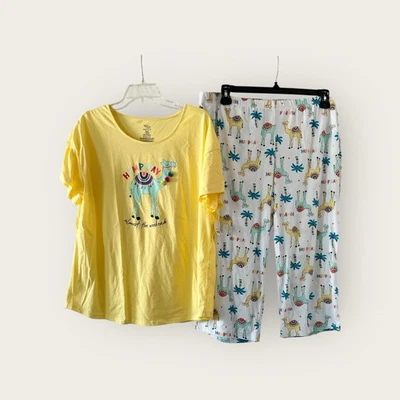 Secret Treasures Pijama Dormir Capri Pantalones Camiseta Top Novedad Camel Joroba Día XL Foto 1 de 3