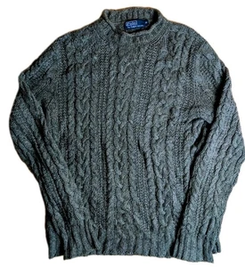 Suéter Pullover Polo Ralph Lauren Jersey Verde Oliva Tejido con Cable - Para Hombre Mediano - Imagen 1 de 8