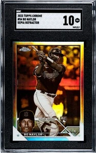 2023 Topps Chrome #54 Bo Naylor RC Sepia Refractor Guardians SGC Graded 10 GM - Picture 1 of 2