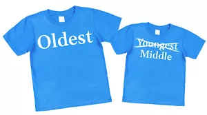 Oldest Middle 2 T-Shirts passendes Set Neu Baby Ankündigung Jungen Top Mädchen T-Shirt - Bild 1 von 13