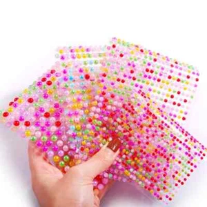 5PC Face Pasters Mixed Color Nail Accessory Eyebrow Stick-on Pearl Stickers - Picture 1 of 16