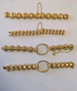 4 X Vintage JB Champion Watch Band Bracelet Gold Chunky Ring End Ladies - Picture 1 of 16