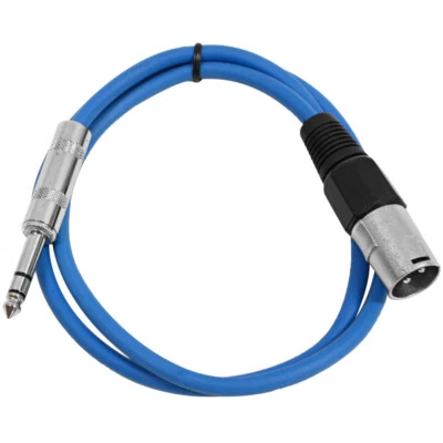 SEISMIC AUDIO Blue 1/4" TRS to XLR Male 2' Patch Cable - Image 1 of 3