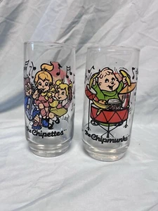 Vintage 1985 Alvin And The Chipmunks Drinking Glasses Theodore And Chipettes Set - Picture 1 of 12