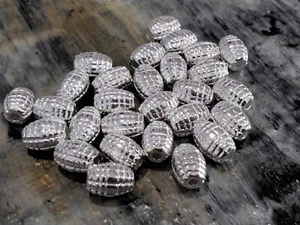 Tibetan Alloy Bead, 7x5mm, Oval, Silver, 1mm Hole, 50 pce. - Picture 1 of 3