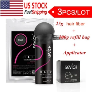Sevich 3pcs Hair Building Fiber Styling Powder Refill 100g+25g bottle+Applicator - Picture 1 of 22
