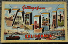 Greetings From Vallejo Ca  Large Letter Linen Postcard