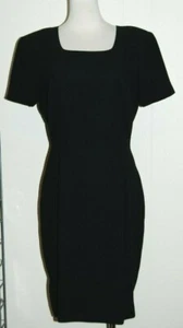 Maggie London Black Square Neck Short Sleeve Career Church Sheath Dress 6 - Picture 1 of 4