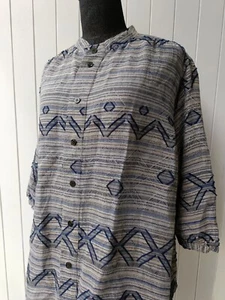Plantation by Issey Miyake Japan linen cotton 3/4 sleeve mandarin ladies shirt - Picture 1 of 19