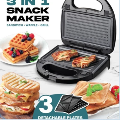 Snack Maker 3 en 1 Domestic King | Prensa para sándwiches, gofres y parrilla | 750 W no Sti Foto 1 de 4
