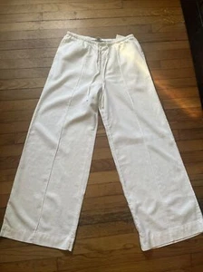 Ladies White Wide Legged Linen Pants - Picture 1 of 4