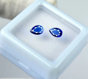 0,65 ct/6 mm Birne blau Tansanit natürlicher Edelstein Paar zertifiziert SD30 - Bild 1 von 8