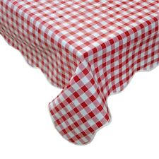 AF60122-014 Red and White Checkered Vinyl Tablecloth with Flannel Backing for...