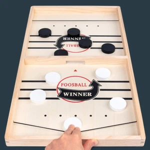Large Sling Puck Game, Foosball Winner Board Game, Wooden Hockey Table Game Gift - Picture 1 of 8