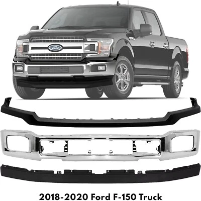 Front Bumper Chrome & Upper Cover Kit For 2018-2020 Ford F-150 Truck Foto 1 de 4