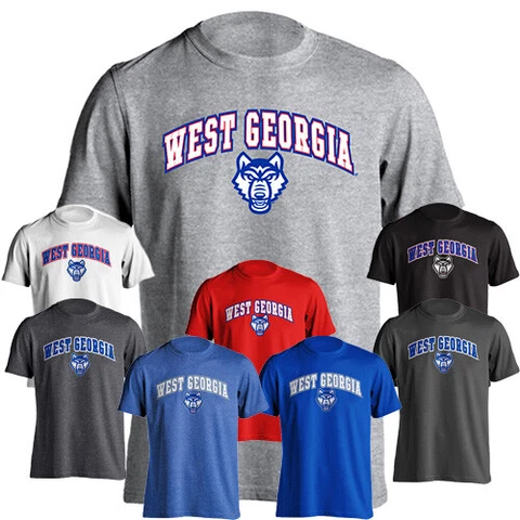University of West Georgia UWG Wolves Arch Text with Mascot Short Sleeve T-Shirt Cover