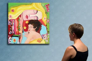 23" LOVE ------------------original oil on canvas painting by ANNA !!! - Picture 1 of 8