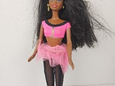 Vintage 1990 Barbie Christie African Doll  Mattel Gold Earrings Crimped Hair