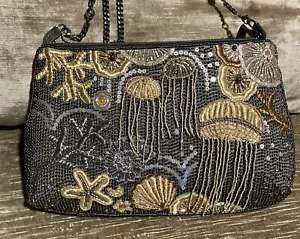 Bolso Bandolera Mary Frances Sea Of Wonder Cuentas Bolsillo Interior y Exterior Nuevo - Imagen 1 de 12