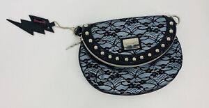 BETSEY JOHNSON BETSEYVILLE BLUE & BLACK Lace Studded Clutch Purse With Charms