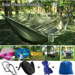 New Double Outdoor Person Travel Camping Hanging Hammock Bed Wi Mosquito Net Set