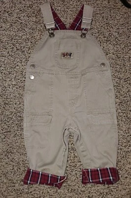 MONO Gymboree FÚTBOL 6 12 Meses Clásico Caqui Niño Vintage Rojo Forro a Cuadros Foto 1 de 4