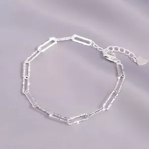 925 Sterling Silver Dainty Chain Linked Bracelet Women Girls Jewellery Gift UK - Picture 1 of 11