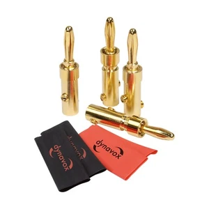 4x Dynavox Perfect Sound Bananenstecker schraubbar vergoldet + Schrumpfschlauch - Bild 1 von 1