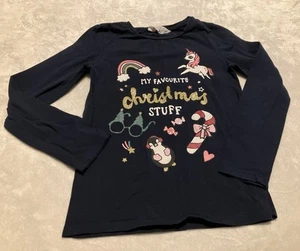 H&M Long Sleeve Christmas Shirt Girls Size 6-8Y - Picture 1 of 3