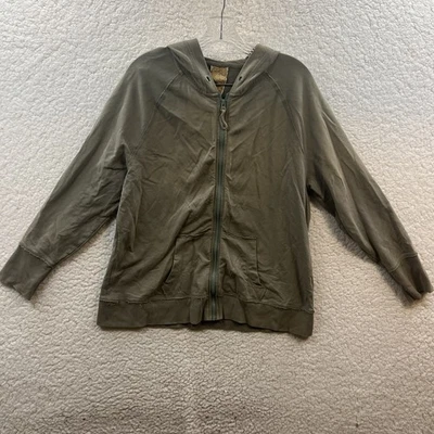 Chaqueta tallada con volantes para mujer extra grande verde cremallera completa exterior algodón sudadera con capucha Foto 1 de 4