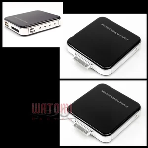 2 2200MAH PORTABLE EXTERNAL BLACK BATTERY POWER CHARGER USB IPHONE 4S 4 3GS IPOD - Picture 1 of 1