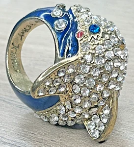 Betsey Johnson funkelnder Delphin Ozean Wickelring Strass blau Emaille 6,25 - Bild 1 von 21